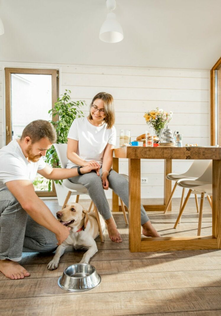 Young couple with dog at home | Drapery Affair